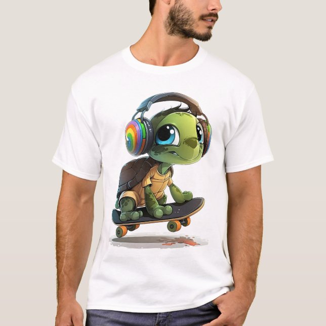 Cooler Skater Turtle T - Shirt (Vorderseite)