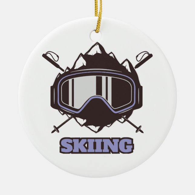 Cooler Skihelm  Keramik Ornament (Vorne)