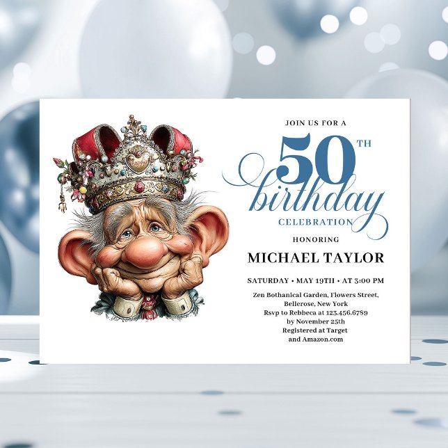 Cooler skurriler Mann 50. Geburtstag editierbare E Einladung (Cool Quirky Man 50 Birthday Editable Invite)