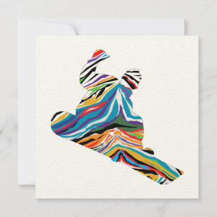 Cooler Snowboarder in einer Psychedelic Zebra Prin Mitteilungskarte