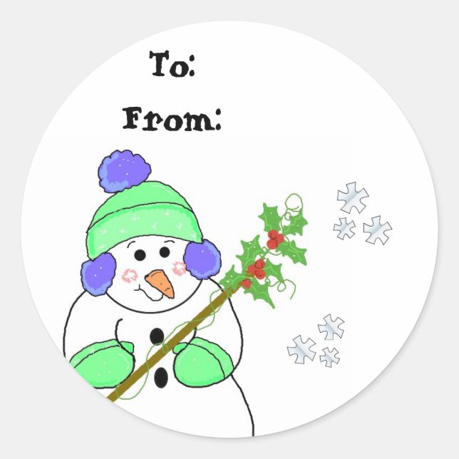 Cooler Snowman-Geschenktag Runder Aufkleber (Vorderseite)