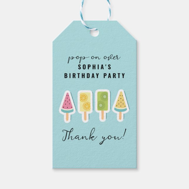 Cooler Sommer Popsicle Geburtstag Geschenkanhänger (Vorderseite)
