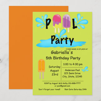 Cooler Sommer Sun Splash Pool Party Geburtstag Einladung
