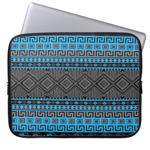 Cooler Sommer trendiger Neon Blau Schwarz Aztec Laptopschutzhülle