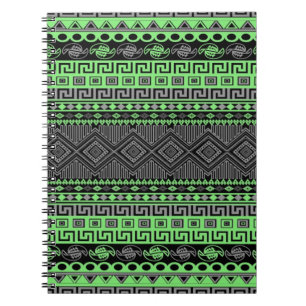 Cooler Sommer trendy neon-grün schwarz Aztec Notizblock
