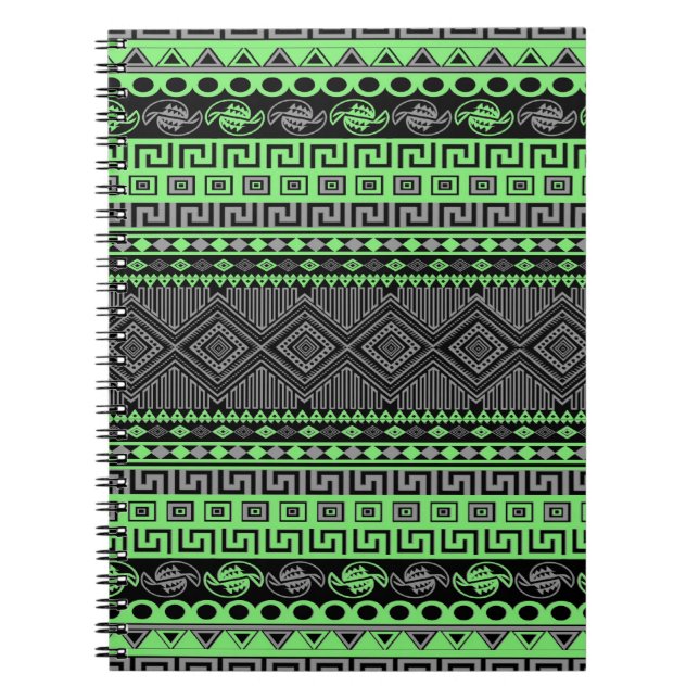 Cooler Sommer trendy neon-grün schwarz Aztec Notizblock (Vorderseite)