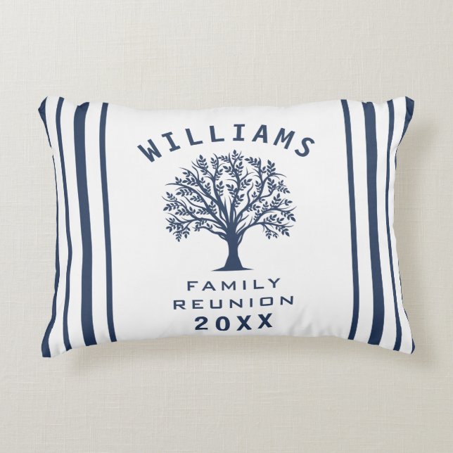 Cooler Sommerbaum Familie Wiedersehen Navy Blue Wh Dekokissen (Vorderseite)