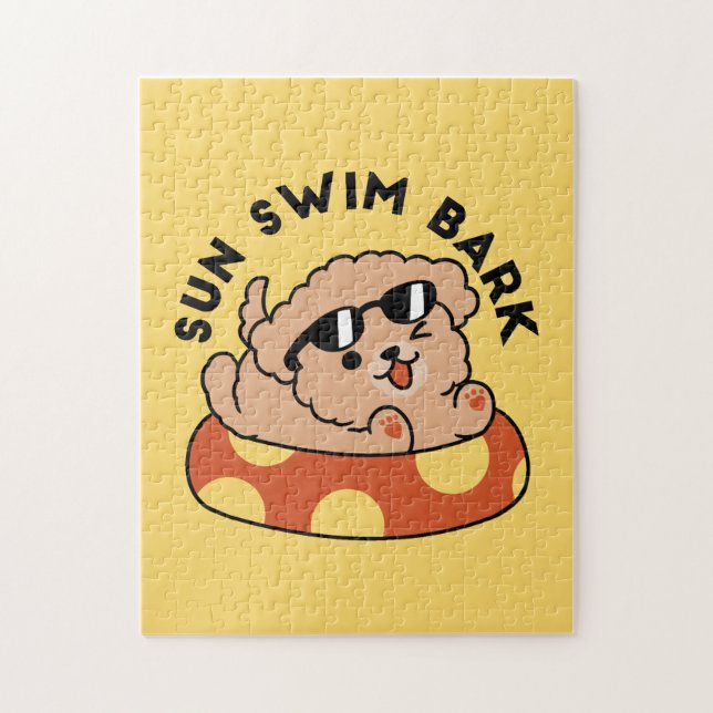 Cooler Sommerhund Floating - Niedliches Puppy Pool Puzzle (Vertikal)