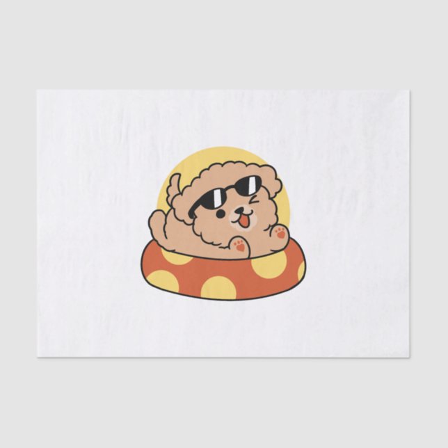 Cooler Sommerhund Floating - Niedliches Puppy Pool Seidenpapier (Vorderseite)