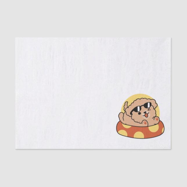 Cooler Sommerhund Floating - Niedliches Puppy Pool Seidenpapier (Vorderseite)