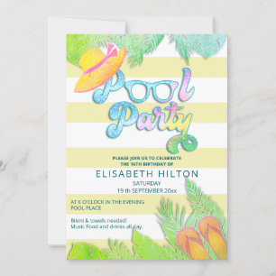 Cooler Sommerskriptpool Party Geburtstag Einladung
