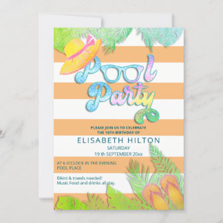 Cooler Sommerskriptpool Party Geburtstag Einladung