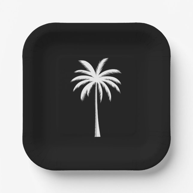 Cooler Sommerurlaub Sunset Beach Palm Tree Pappteller (Vorderseite)