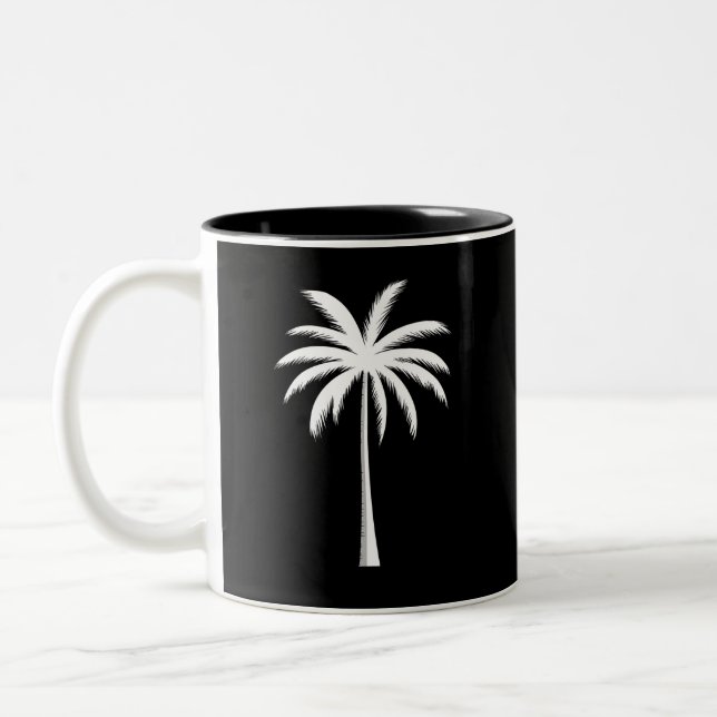 Cooler Sommerurlaub Sunset Beach Palm Tree Zweifarbige Tasse (Links)