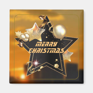 Cooler Sonnenaufgang Gold Black Metallic Stars Mer Magnet