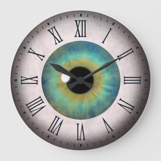 Cooler Spaß blaues Auge Eyeball Römische Große Run Große Wanduhr (Vorderseite)