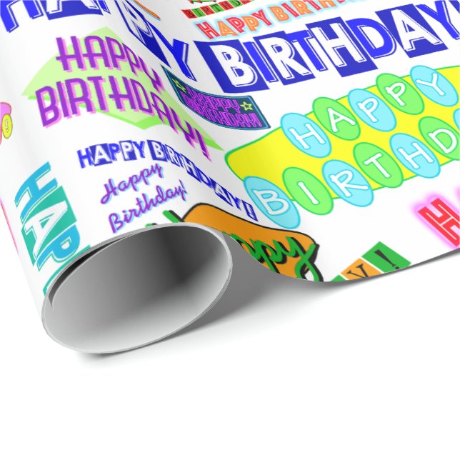Cooler Spaß-dynamisches Retro alles- Gute zum Geschenkpapier (Rolleneckpunkt)