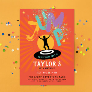 Cooler Spaß Farbenfrohe Trampolin Jump Bounce Part Einladung
