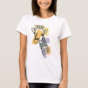 Cooler Spaß Giraffe Abstrakte Linie Kunst T-Shirt