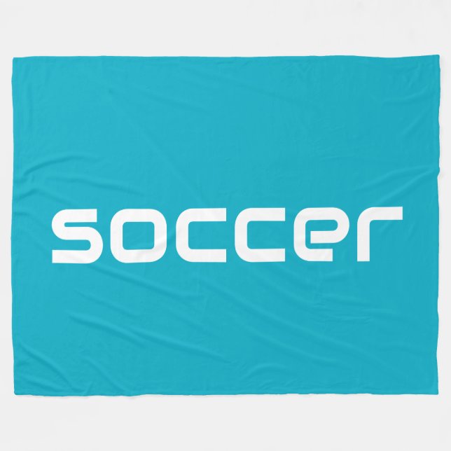 Cooler Spaß Moderner weißer SOCCER-Text auf Azure  Fleecedecke (Vorderseite (Horizontal))