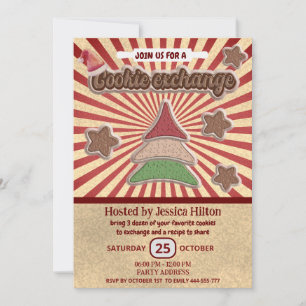 Cooler Spaß Retro-Typografie-Cookie-Austausch Part Einladung
