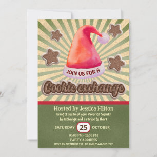 Cooler Spaß Retro Weihnachtsmannmütze Cookie Austa Einladung