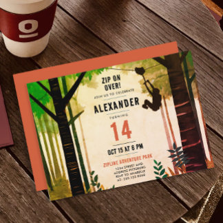 Cooler Spaß Zipline Grünes Abenteuer Natur Außenbe Einladung