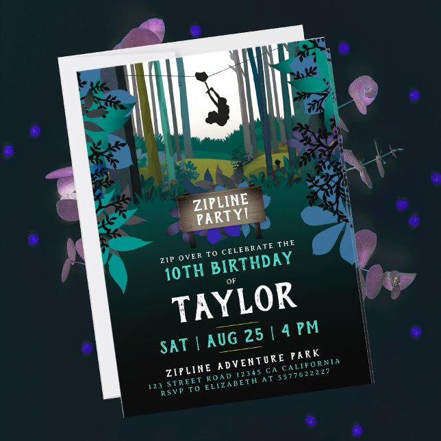 Cooler Spaß Zipline Türkisblau Party Abenteuer Einladung (Von Creator hochgeladen)