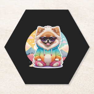 Cooler Spitz in Rainbow Hoodie Untersetzer