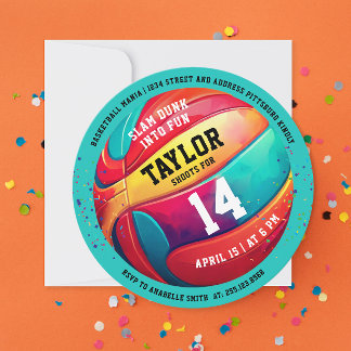 Cooler Sportslam Dunk Aqua Blue Basketball Einladung