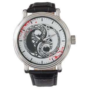 Cooler Spritzer Yin Yang Dragons Tattoo Art Armbanduhr