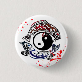 Cooler Spritzer Yin Yang Koi Fisches Tätowierungen Button