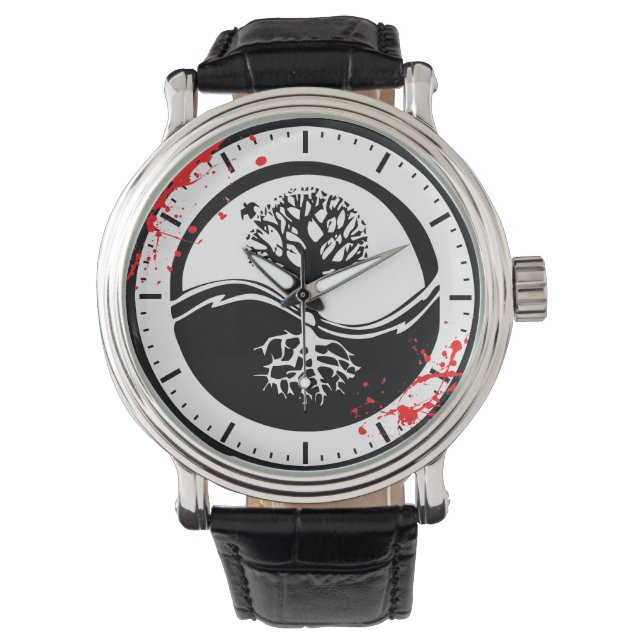 Cooler Spritzer Yin Yang Treattoo Art Armbanduhr (Vorderseite)