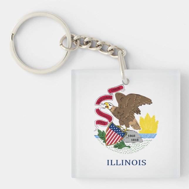 Cooler Staat der Illinois-Flagge Schlüsselanhänger (Vorderseite)