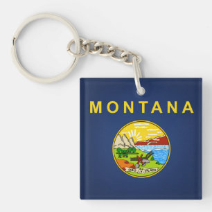 Cooler Staat der Montana-Flagge Schlüsselanhänger