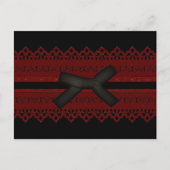 Cooler Steampunk Gothic Red Lace Black Postkarte (Vorderseite)