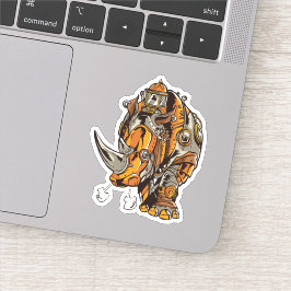 Cooler Steampunk RHINO Metallrüstung Vintag Aufkleber