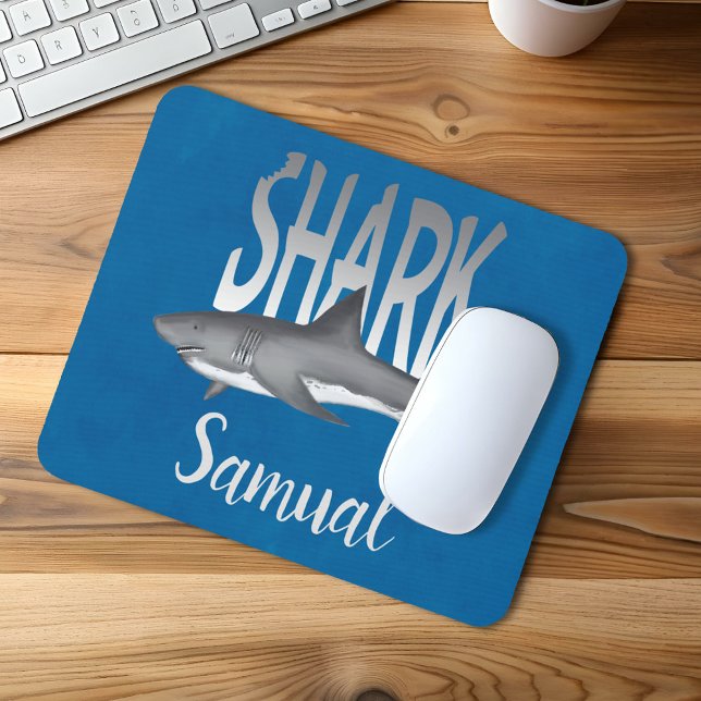 Cooler Strand von Haifisch Personalisiert Ocean tr Mousepad (Shark bite personalized mouse pad)