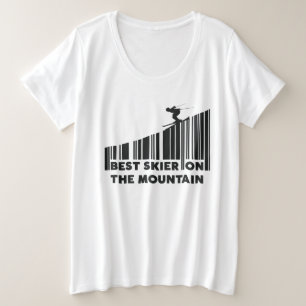 Cooler Strichcode Design Bester Skifahrer auf dem  Große Größe T-Shirt