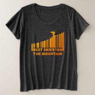 Cooler Strichcode Design Bester Skifahrer auf dem Große Größe T-Shirt