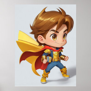 Cooler Superhelden-Comic-Junge AI-Kunst Poster