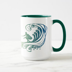 Cooler Surfer mit Aquamarinen Wellen des blauen Oz Tasse
