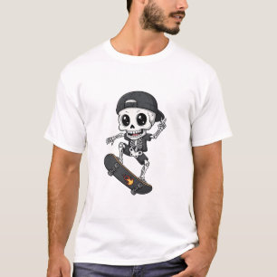 Cooler süßer Skelett-Skater auf Skateboard T-Shirt