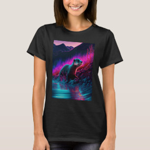 Cooler Synthwave-Seehund umherwandernder Otter 1 T-Shirt