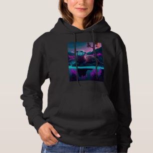Cooler Synthwave-Seehund Wandernder Otter 3 Hoodie