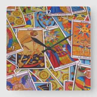 Cooler Tarot-Kartenstapel Quadratische Wanduhr