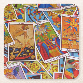 Cooler Tarot-Kartenstapel Rechteckiger Pappuntersetzer