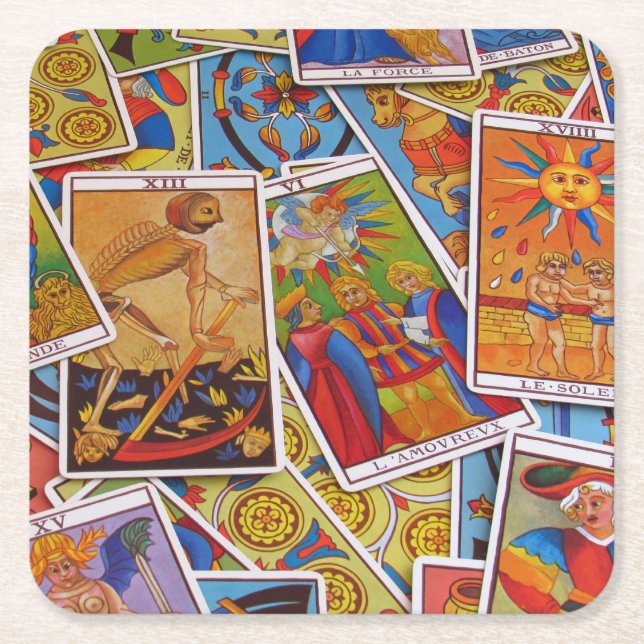Cooler Tarot-Kartenstapel Rechteckiger Pappuntersetzer (Vorderseite)