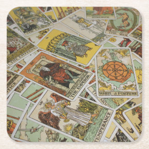 Cooler Tarot-Kartenstapel Rechteckiger Pappuntersetzer