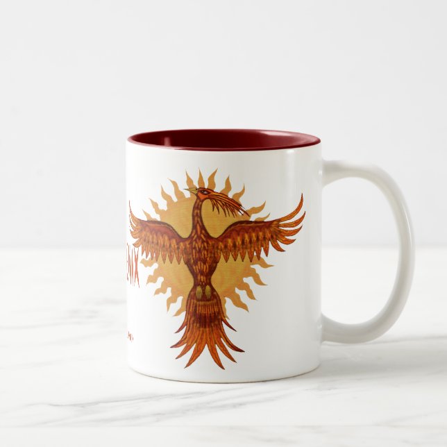 Cooler Tassenentwurf des Phoenix-Feuervogels Zweifarbige Tasse (Rechts)